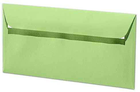 ARTOZ 50x Briefumschläge DIN Lang Birkengrün 100 g/m² selbstklebend - DL 224x114 mm - Kuvert ohne Fenster - Umschläge mit Haftklebung Abziehstreifen