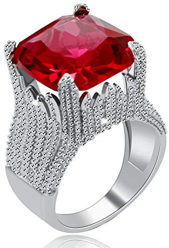 Uloveido Girls Red Statement Ring simuliert Granat Lab erstellt Rubin Halo Ringe ziemlich Januar Birthstone Ring schöne Juli Geburt Stein Ringe Geburtstagsgeschenke für Frauen Mutter Freundin RA0414