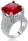 Uloveido Girls Red Statement Ring simuliert Granat Lab erstellt Rubin Halo Ringe ziemlich Januar Birthstone Ring schöne Juli Geburt Stein Ringe Geburtstagsgeschenke für Frauen Mutter Freundin RA0414