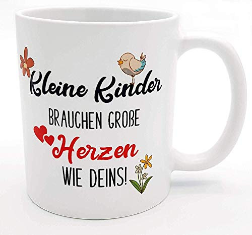 Danke-Tasse für Erzieherin oder Kindergärtnerin inkl. Geschenkverpackung, Danke Sagen, Sprüche, Abschiedsgeschenk, Geburtstagsgeschenk für Kindergarten-Erzieherin (weiß)