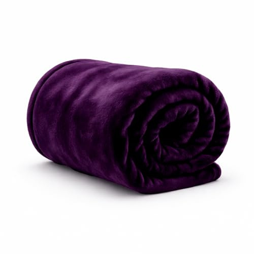 Rohi Plum Throw Blanket Double Size 150x200cm | Super Soft & Warm Plush Fleece Throws For Sofas | Fluffy Blanket for Bed & Couch | Versatile & Lightweight Fleece Blanket for Adults
