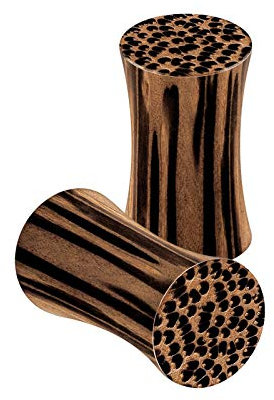 KJM FASHION 2 Stk Holz 6mm 2 Gauge Double Flared Saddle Kokosnuss solide Ohrringe Flesh Earplugs Stecker Expander Dehnen Gauges Piercing Schmuck 5489