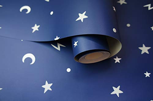 Holden Étoiles et Lunes Brillent dans Le Noir Papier Peint Bleu Marin