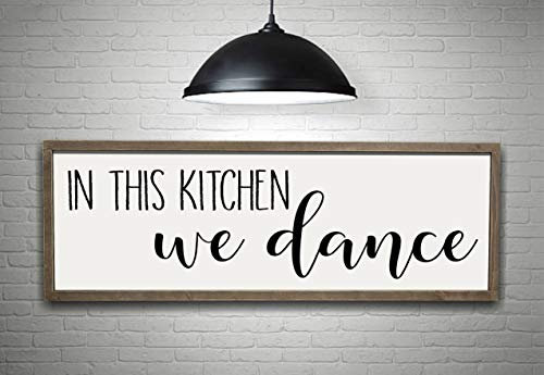 Dozili Grande citation en bois peinte à la main avec inscription « In This Kitchen We Dance »