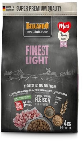 Belcando Finest Light [4 kg] Hundefutter | Trockenfutter für kleine & übergewichtige Hunde | Alleinfuttermittel für Hunde ab 1 Jahr