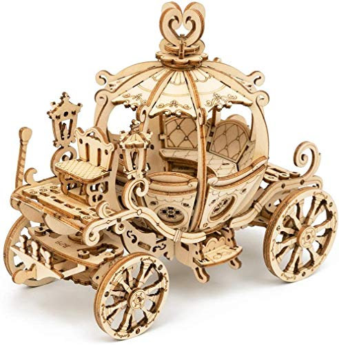 Robotime 3D Puzzle Holzbausatz Pumpkin Cart, 182 Teile, Größe: 15,5 x 7,0 x 11,5 cm, TG302