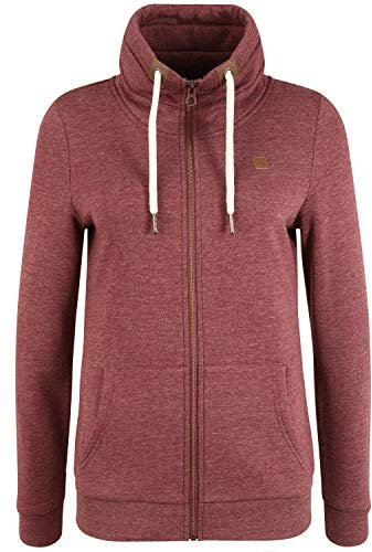 OXMO OXVicky Sweat Zip-Jacke Damen Sweatjacke Sweater Pullover mit Tubekragen Kängurutasche Reißverschluss Regular fit, Größe:2XL, Farbe:Wine R Mel (7989853)