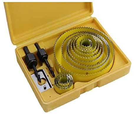 WiMas Kit de 17 scies-cloches en acier au carbone pour bois, plaques de plâtre, plastique et métaux non ferreux (19-127 mm)