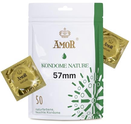 AMOR NATURE 57mm Kondome 50er Pack I Premium Kondom naturfarben I 0,07 mm Wandstärke I vegan I Condoms for men