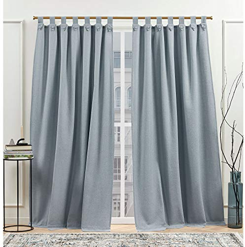 Nicole Miller New York Peterson Cotton Blend Tuxedo Tab Top Light Filtering Curtain Panels, 54x 108, Slate Blue, Set of 2