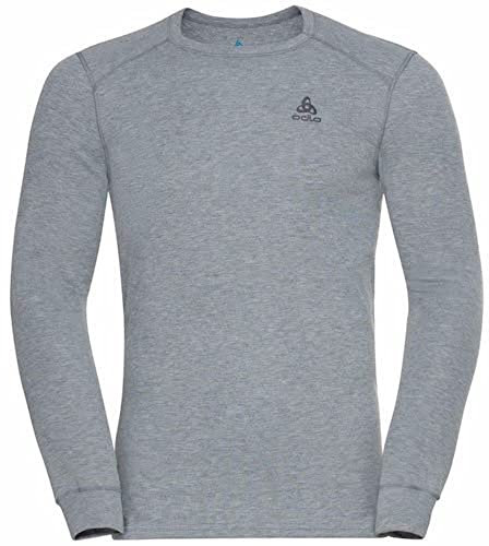 Odlo Herren Thermounterwäsche Active Warm Thermoshirt Skiunterwäsche Mit Rundhals Funktionsunterwäsche Langarm Shirt, Odlo Steel Grey Melange, S EU