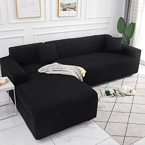 VEAI Sofabezug Sofahusse L Form Rechts/Links Couchbezug Grau/Beige Stretch Eckcouch 1/2/3/4 Sitzer(L-förmiges Ecksofa Sofa Abdeckung sollte Zwei kaufen) (Color : E, Size : 3-Sitzer (190-230 cm))