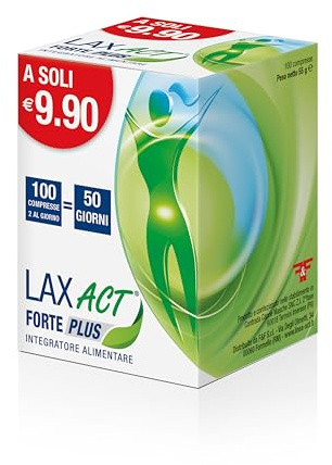 Lax ActForte Plus, Integratore Alimentare per l'Intestino, 100 Compresse | Per la Regolarità del Transito Intestinale, a base di Prugna, Cicoria, Psillo, Tamarindo, Nopal, Malva, Tarassaco, Cannella