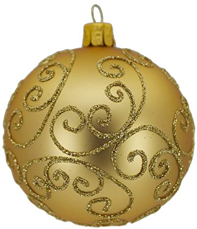 Set 6 sfere ornamentali (Ø 8cm) in vetro soffiato e decorato a mano per albero di Natale
