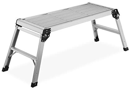 Relaxdays Arbeitsplattform, Aluminium, klappbar, Arbeitsbühne bis 150 kg, HxBxT: 50 x 133 x 46 cm, Laufbühne, Silber