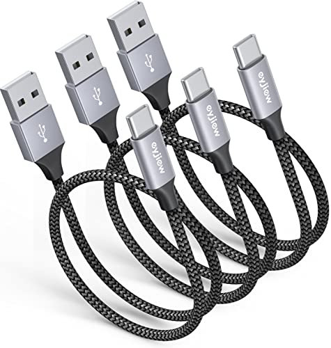 eyjiew Short USB C Chager Cable 50cm [0.5m, 3-Pack], USB C Fast Charging Nylon Braided Type C Charger Cable Compatible with Galaxy S20 S10 S9 S8 S21 S23 S24 Plus,A10e A20e A21s A51 A71,Note 10
