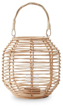 Premier Housewares Natural Lantern Sustainably Sourced Rattan Open And Airy Aesthetic Boho Themed Lamp Decor For Bedroom 42cm x 41cm x 42cm