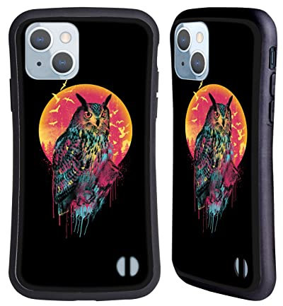 Head Case Designs Licenza Ufficiale Riza Peker Civetta Mezzanotte Animale Astratto Custodia Cover Ibrida Compatibile con Apple iPhone 14
