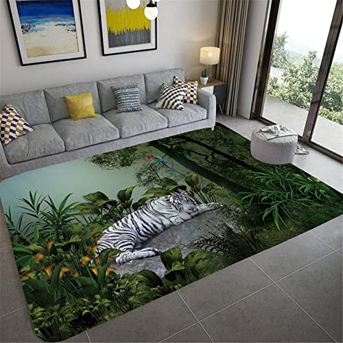 Teppich für Wohnzimmer Schlafzimmer 3D Tier Tropischer Dschungel Tiger Löwe Leopard Design Moderne Teppich Nachttisch Teppich Küche Teppich Doormat Badezimmer Matte Läufer (Farbe 2,140x200 cm)