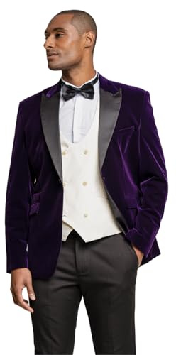 SIRRI Blazer da Uomo in Velluto Lilla, vestibilità Slim, Giacca da Smoking da Sera Formale Petto 50