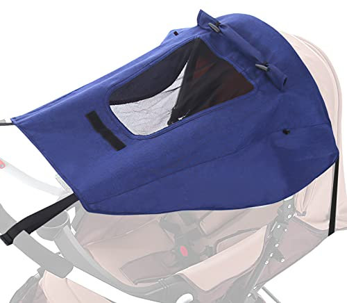 Ansobea Universal Sonnensegel Kinderwagen,Marineblau Kinderwagen Sonnensegel mit UV-Schutz 50+ und Sichtfenster, sich an fast jeden Kinderwagen oder Buggy anpassen