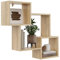 KUBUTKU Dekorativ Wandregal mit 3 Böden 78x71x18 Design Skandinavischer Modern für Wohnzimmer Küche Büro Schlafzimmer Badezimmer Hängeregal zur Präsentation Bücherregal (Sonoma)