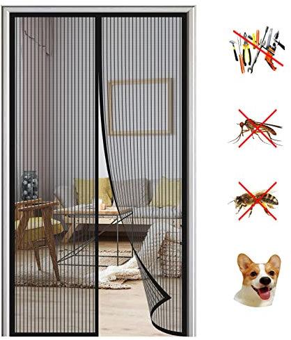 Rechteckig Mosquitera Puerta Magnetica,Cortina mosquitera Puerta Exterior, Cortina mosquitera con imanes