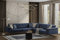 JV Möbel Luxus Ecksofa Royal Blaue Samt Couch Eckgarnitur Sofa Couchen Wohnlandschaft Neu