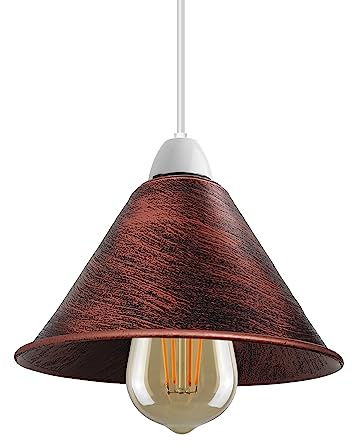 Retro Metall Lampenschirme Vintage Stil Decke Insel Lampe Pendelschirm Nicht Elektrisch 30 cm Einfach Fit Gebogen Küche Lampenschirm Büro Wohnzimmer Licht Schatten mit Reduzierring (S4-Rustic Red)