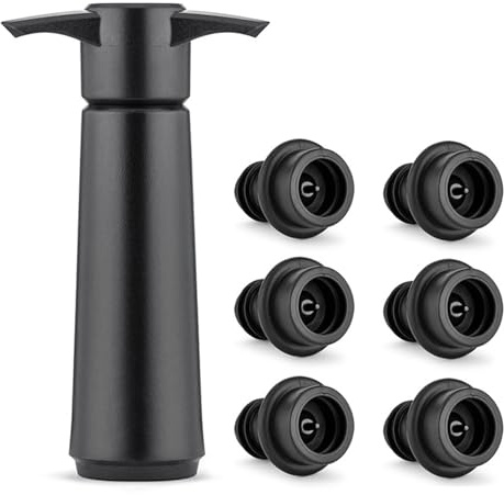 MFCGHXR 6 Weinverschlüsse Mit 1 Vakuumpumpe, Wein-Vakuumverschluss, Weinschutz, Weinflaschenverschluss, PRO Silikon-Weinflaschenverschluss-Set - Luftdichte Versiegelung, Weinsparer Vakuum-Stopfen
