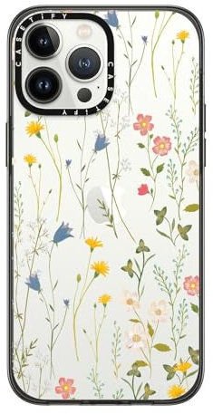 CASETiFY Kompakte iPhone 13 Pro Max Hülle [2 x Falltests in Militärqualität / 1,2 m Fallschutz] – Traumhaftes Blumenmuster – Klares Schwarz, CTF-5582039-16005121