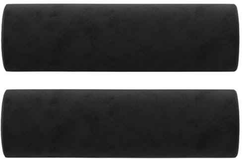 vidaXL 2X Sofakissen Rollkissen Couchkissen Dekokissen Kopfkissen Zierkissen Dekorative Kissen Wurfkissen Nackenkissen Schwarz Ø15x50cm Samt