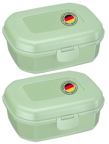 Westmark 2 Brotdosen/Snackboxen -Maxi- 935 ml, mit Klick-Verschluss, Höhe: ca. 7,4 cm, Kunststoff, Grün, 235222EM