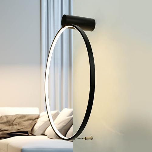 Licht-Erlebnisse LED Wandlampe Schwarz Metall rund Ø 45 cm T: 13 cm flach warmweiß 3000 K 560 lm Modern Wandleuchte innen Wohnzimmer Flur