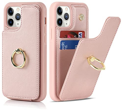 SailorTech für iPhone 11 Pro Max Handyhülle mit Kreditkartenhalter für Frauen, iPhone 11 Pro Max Hülle Ring-Ständer Kartenschlitze Standfunktion Modische Tasche für Männer - Roségold