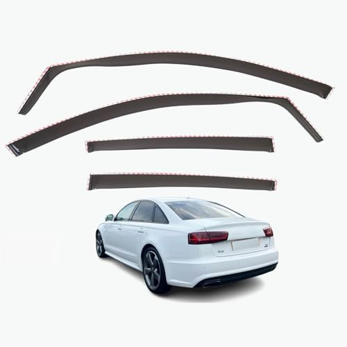 Set mit 4 Windabweisern, kompatibel mit Audi A6 S6 4-Türer Limousine Limousine 2012 2013 2014 2015 2016 2017 Modelle.