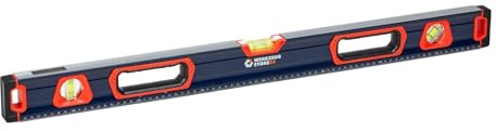 WS24 Wasserwage 80cm aus Aluminium mit Magnetfunktion, 3 Libellen, robuste Endkappen aus Gummi - Horizontal-, Vertikal-, Winkel- Libelle
