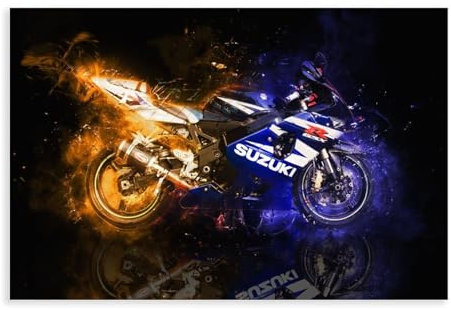 puyoo Suzuki GSXR Racing Leinwand-Poster, Wandkunst, Dekordruck, Bild Gemälde für Wohnzimmer, Schlafzimmer, Dekoration, ungerahmt, 30 x 45 cm