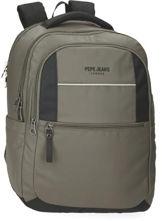 Pepe Jeans Dortmund Laptop-Rucksack aus Polyester, breite ergonomische und gepolsterte Schultergurte passen Sich perfekt dem Rücken an, grün, Rucksack PC 15,6 Zoll