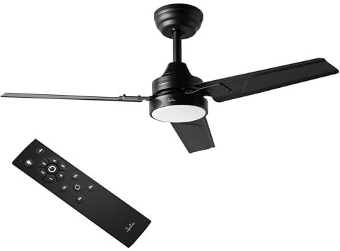Jata JVTE4234 - Ventilador de Techo con Luz con Mando a Distancia. 6 velocidades. Ultrasilencioso. Solo 50 dB. 3 Aspas. Función Verano-Invierno. Temporizador. LED de 3 intensidades