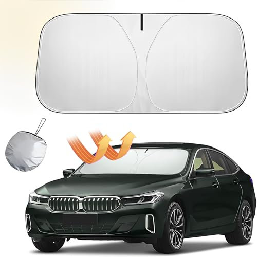 TFSZE Parasol Coche Delantero,Parasol Luna de Coche Metalizado Cortina Reflectante para Vehículo Protección Rayos UV Parabrisas, para Protector Solar de Todo Tipo de Coches (145 x 80cm)
