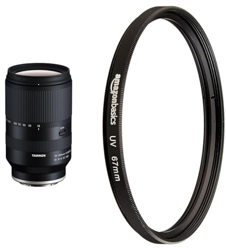 Zoom Tamron - 18-300 mm F/3.5-6.3 Di III-A VC VXD - Monture Sony E & Amazon Basics Ultraviolet Filtre de Protection UV - 67mm, Noir