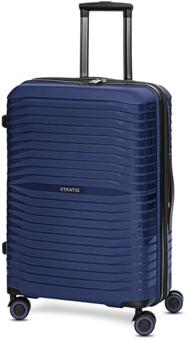 Stratic Shine Koffer & Trolley groß | Ausgestattet mit 4 360° Drehbare Rollen, Kreuzpackgurt, Dehnfalten, arretierbarer Griff und TSA-Schloss | 44 cm x 27 cm x 66 cm | 62-69L