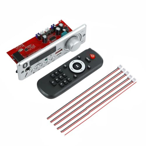 Malloy Scheda Decoder Bluetooth MP3 WAV Nero con Kit Amplificatore 80W, Vivavoce, Microfono Audio per Auto, Altoparlante Lettore FM Radio USB TF MP3, Altoparlante DC 12V