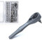 UYXiNONE 25-Piece 1/4 Mini Ratchet Set Screwdriver and Bit with Metric Socket Set, 72-Tooth Ratchet Stubby Ratchet 90 Degree Right Angle Screwdriver for Small Spaces