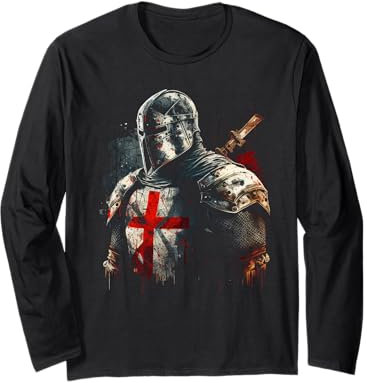 Deus vult medieval templar knight crusader Long Sleeve T-Shirt