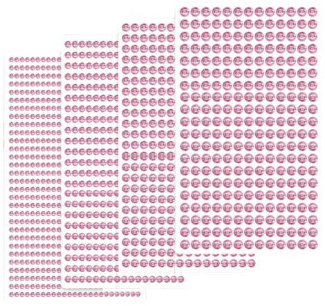 QEDBOJE 1792 Pezzi, Strass, Paillettes Autocolanti Rondelle per Manualità Bambini, Pinzette per Foto, Cornici, Carte di Auguri, Argento 4 Fogli (3/4/5/6mm) (Rosa)