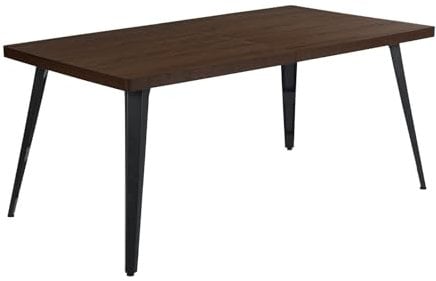 FurnitureR 150CM rechteckiger Esstisch, Küchentisch mit dunkelbrauner Holzeffektplatte und schwarzen Beinen, 4-6 Sitzer Esstisch für Esszimmer Wohnzimmer Küche Café, Dunkelbraun