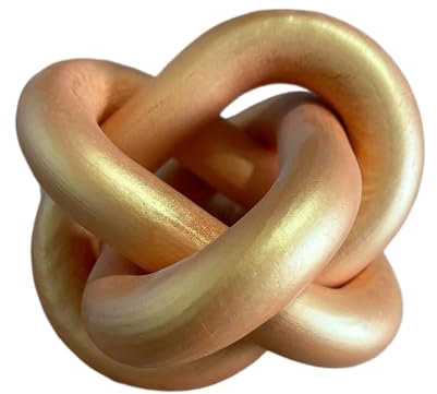 GUDAGUU Wood Knot Decor -Coffee Table Decor Shelf Decor Table Books Hand Carved Home Decoration Boho Country Rustic Modern Shabby Chic Style Decor,3 Link Wooden Home Decor (Gold)