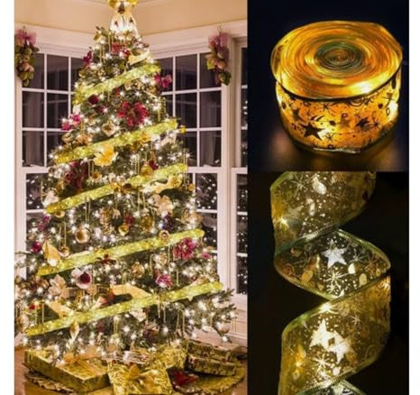 YASTA Nastro Luminoso Albero Natale Luce Led 10MT Oro Decorazioni (ORO)